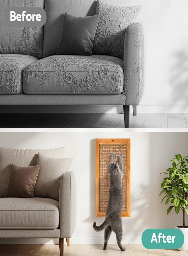 WHEARTED Cat Scratching Post, Wooden Sisal Cats Wall Scratcher, Floor or Wall Mounted Vertical Cat Scratch Pad for Indoor Cats Adults or Kittens, Scratching Board Cat Wall Furniture Protector - Image 4